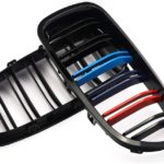 Καρδιές μάσκας για BMW F10 / F11  (2010+) με διπλή γρίλια - tri color - 2τμχ.