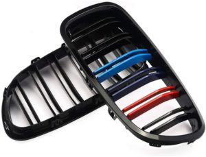 Καρδιές μάσκας για BMW F10 / F11  (2010+) με διπλή γρίλια – tri color – 2τμχ.