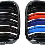 Καρδιές μάσκας για BMW E39 (1995-2003) με διπλή γρίλια - tri color - 2τμχ.