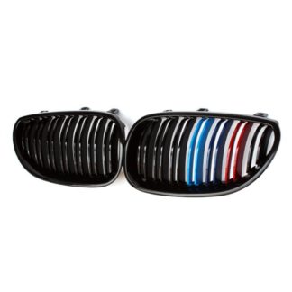 Καρδιές μάσκας για BMW E60 με διπλή γρίλια (2005-2010) - tri color - 2τμχ.