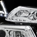 Φανάρια εμπρός led lightbar για Audi A6 4F (2004-2008) - chrome , με λάμπες (Η1) - σετ 2τμχ.