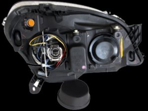 Φανάρια εμπρός angel eyes για Opel Astra H (2004-2009) – μαύρα , με λάμπες (Η1) – σετ 2τμχ.