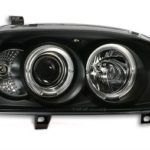 Φανάρια εμπρός angel eyes για Vw Golf ΙΙΙ - μαύρα , με λάμπες (Η1) - σετ 2τμχ.