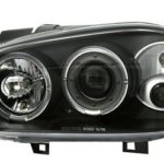 Φανάρια εμπρός angel eyes για Vw Golf IV - μαύρα , με λάμπες (Η1) - σετ 2τμχ.