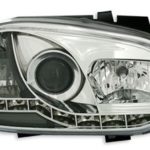 Φανάρια εμπρός led devil eyes για Vw Golf IV - chrome , με λάμπες (Η1) - σετ 2τμχ.