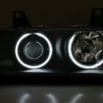 Φανάρια εμπρός angel eyes για Bmw E36 (1991-1999) 4d sedan - μαύρα , με λάμπες (Η1) - σετ 2τμχ.