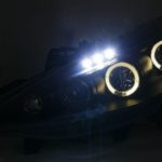 Φανάρια εμπρός led angel eyes για Peugeot 207 (2006-2009) , μαύρα , με λάμπες (Η1) - σετ 2τμχ.