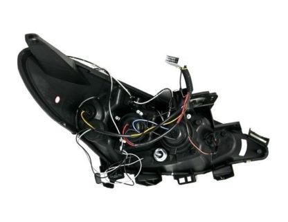 Φανάρια εμπρός led angel eyes για Peugeot 207 (2006-2009) , μαύρα , με λάμπες (Η1) - σετ 2τμχ.