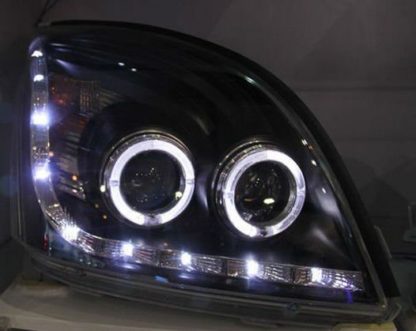 Φανάρια εμπρός led / angel eyes για Toyota Land Cruiser 120 (2003-2009) - chrome , με λάμπες (Η1) - σετ 2τμχ.