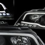 Φανάρια εμπρός led Lightbar design για Audi A3 (2008-2012) - chrome ,μαύρα , με λάμπες (Η1) - σετ 2τμχ.