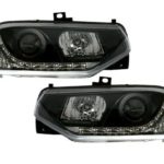 Φανάρια εμπρός led για Alfa Romeo 156 (1997-2003) - μαύρα , με λάμπες (Η1) - σετ 2τμχ.