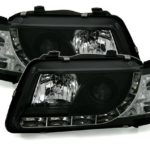 Φανάρια εμπρός led για Audi A3 (1996-2000) - μαύρα , με λάμπες (Η1) - σετ 2τμχ.