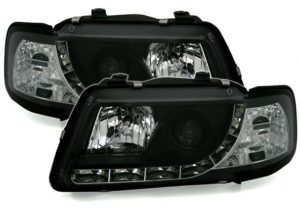 Φανάρια εμπρός led για Audi A3 (1996-2000) – μαύρα , με λάμπες (Η1) – σετ 2τμχ.