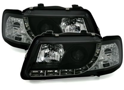 Φανάρια εμπρός led για Audi A3 (1996-2000) - μαύρα , με λάμπες (Η1) - σετ 2τμχ.