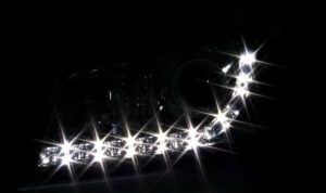 Φανάρια εμπρός led για Audi A3 (2003-2008) – μαύρα , με λάμπες (Η1) – σετ 2τμχ.