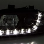 Φανάρια εμπρός led για Audi A4 (2001-2004) - μαύρο , με λάμπες (Η1) - σετ 2τμχ.
