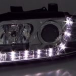 Φανάρια εμπρός led Dayline για Audi A4 (2001-2004) - χρωμίου , με λάμπες (Η1) - σετ 2τμχ.