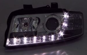 Φανάρια εμπρός led Dayline για Audi A4 (2001-2004) – χρωμίου , με λάμπες (Η1) – σετ 2τμχ.