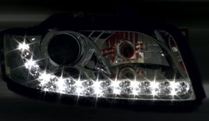 Φανάρια εμπρός led Dayline για Audi A4 (2001-2004) - chrome , χωρίς λάμπες (Η7) - σετ 2τμχ.