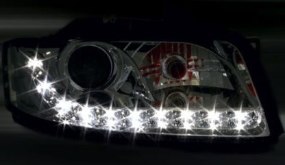 Φανάρια εμπρός led Dayline για Audi A4 (2001-2004) - μαύρα , χωρίς λάμπες (Η7) - σετ 2τμχ.