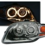 Φανάρια εμπρός angel eyes για Audi A4 (2004-2008) - chrome , χωρίς λάμπες (Η7) - σετ 2τμχ.