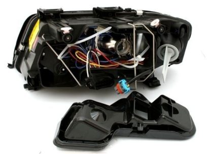 Φανάρια εμπρός angel eyes για Audi A6 (1997-2001) / Allroad 1999-2005 - μαύρα , χωρίς λάμπες (Η7) - σετ 2τμχ.