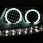 Φανάρια εμπρός angel eyes για Audi A6 led (2004-2008) - chrome , με λάμπες (Η1) - σετ 2τμχ.