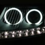 Φανάρια εμπρός angel eyes led Dayline για Audi A6 (2004-2008) - μαύρα , με λάμπες (Η1) - σετ 2τμχ.