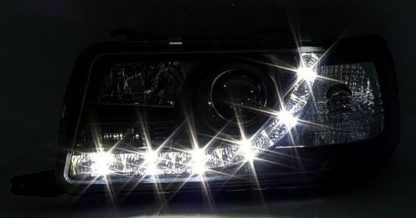 Φανάρια εμπρός led για Audi 80 (1991-1994) - μαύρα , με λάμπες (Η1) - σετ 2τμχ.