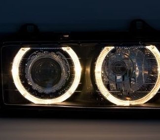 Φανάρια εμπρός angel eyes για Bmw E36 (1991-2000) 4d sedan - μαύρα , χωρίς λάμπες (Η7) - σετ 2τμχ.