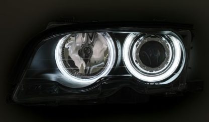 Φανάρια εμπρός angel eyes για BMW E46 sedan (2001-2005) - μαύρα με CCFL , χωρίς λάμπες (Η7) - σετ 2τμχ.