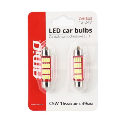 ΛΑΜΠΑΚΙΑ ΠΛΑΦΟΝΙΕΡΑΣ 39mm 12V 5.600K 16xSMD 4014 LED CAN-BUS AMIO - 2 ΤΕΜ.