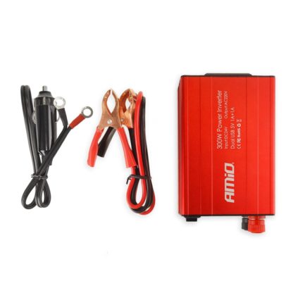 INVERTER 24-230V max300W-peak600W ME 2 USB AMiO – 1 ΤΕΜ.