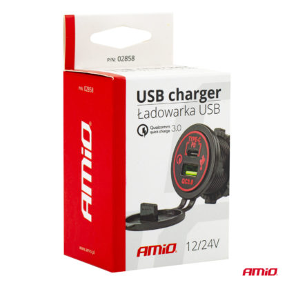 ΠΡΙΖΑ ΦΟΡΤΙΣΤΗΣ USB + TYPE C QUICK CHARGE 12/24V Φ37mmX51mm MOD-08
