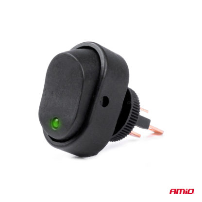 ΔΙΑΚΟΠΤΗΣ ON/OFF 3 ΕΠΑΦΩΝ ΜΕ LED ΠΡΑΣΙΝΟ 12/24V Φ12mm 30A ΜΕ ΣΠΕΙΡΩΜΑ ΟΒΑΛ ΑΜΙΟ - 1 ΤΕΜ.