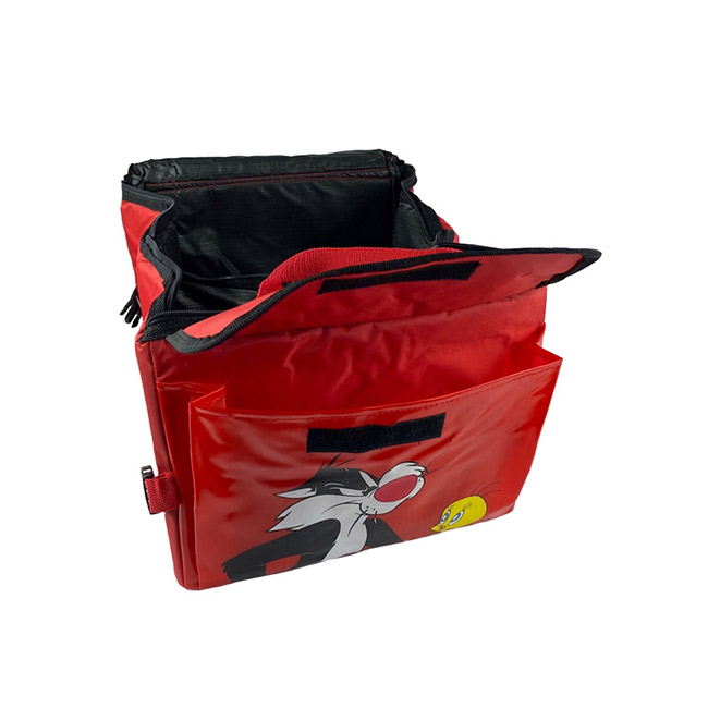 Τσάντα Οργάνωσης Πορτ-Παγκάζ Αυτοκινήτου Πτυσσόμενη Με Φερμουάρ Και Τσέπες Looney Tunes Sylvester & Tweety Κόκκινη-Μαύρη 30x39x24cm 1 Τεμάχιο