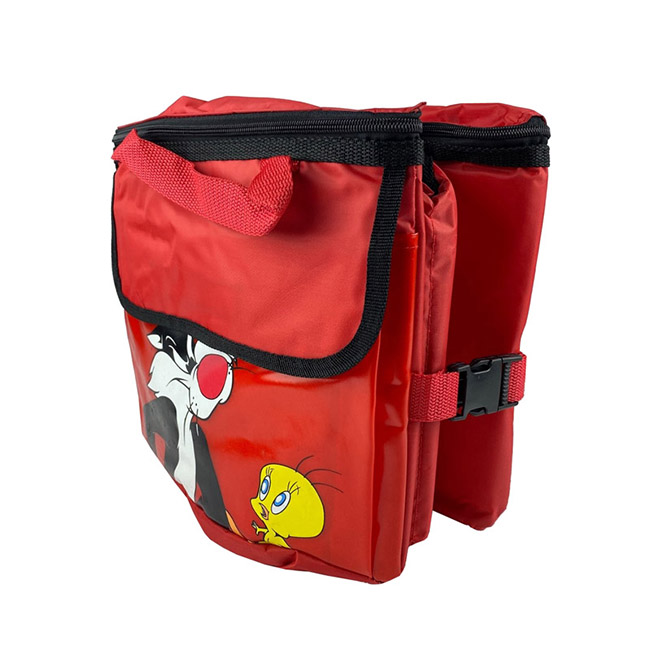 Τσάντα Οργάνωσης Πορτ-Παγκάζ Αυτοκινήτου Πτυσσόμενη Με Φερμουάρ Και Τσέπες Looney Tunes Sylvester & Tweety Κόκκινη-Μαύρη 30x39x24cm 1 Τεμάχιο