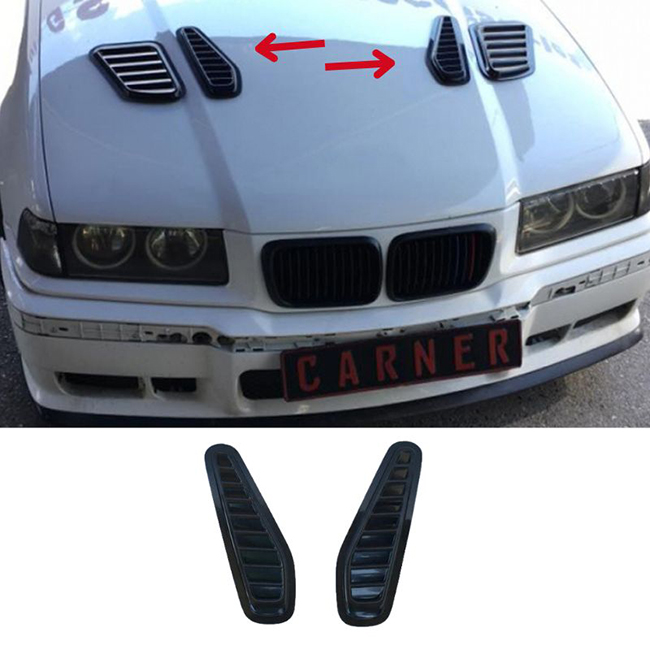 Αεραγωγοί Καπό Αυτοκόλλητοι Universal Τύπου Bmw GTR Μαύροι 33x11x1.5cm 2 Τεμάχια