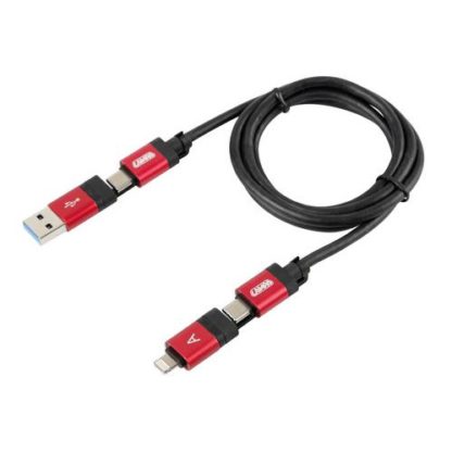 ΚΑΛΩΔΙΟ ΦΟΡΤΙΣΗΣ ΚΑΙ ΣΥΓΧΡΟΝΙΣΜΟΥ USB TYPE C-MICRO USB-USB 3.0-APLLE 8 PIN 100cm (ΚΟΚΚΙΝΟ) RED LINE