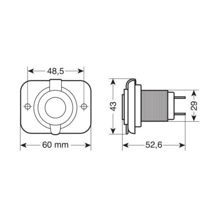 ΠΡΙΖΑ USB ΜΕ ΚΑΠΑΚΙ ΚΑΙ 2 ΘΥΡΕΣ USB (A+C) 12/24V 3000mA 15W ΜΑΥΡΗ FAST CHARGE LAMPA - 1 TEM.