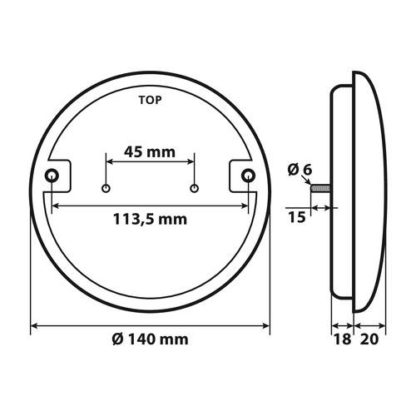 ΦΩΣ ΦΟΡΤΗΓΟΥ ΠΙΣΩ 12/24V 14LED ΔΙΑΦΑΝΟ ΣΤΡΟΓΓΥΛΟ 140mm 1ΤΕΜ.