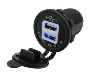 ΠΡΙΖΑ ΑΝΑΠΤΗΡΑ ΜΕ ΚΑΠΑΚΙ 12/24 V & 2 ΘΥΡΕΣ USB (ΜΑΥΡΗ/ΑΔΙΑΒΡΟΧΗ)