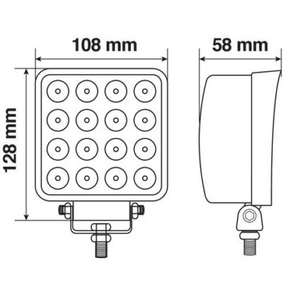 ΠΡΟΒΟΛΕΑΣ ΕΡΓΑΣΙΑΣ WL-25 16LED 48W 3300lm 10-30V (108x128x58mm) ΦΩΣ ΔΙΑΘΛΑΣΗΣ -1ΤΕΜ.