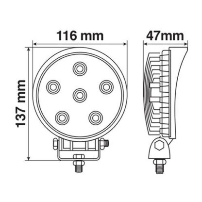 ΠΡΟΒΟΛΕΑΣ ΕΡΓΑΣΙΑΣ WL-12 18W 1440LM 12/24V ΜΕ 6 LED ΔΙΑΘΛΑΣΗΣ 6.000K (137 x 116 x 47mm) ΣΤΡΟΓΓΥΛΟΣ -1ΤΕΜ.