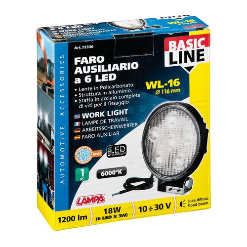ΠΡΟΒΟΛΕΑΣ ΕΡΓΑΣΙΑΣ ΣΤΡΟΓΓΥΛΟΣ WL-16 - 6 LED 18W 10-30V (137x116x42 mm) BASIC LINE - 1 ΤΕΜ.