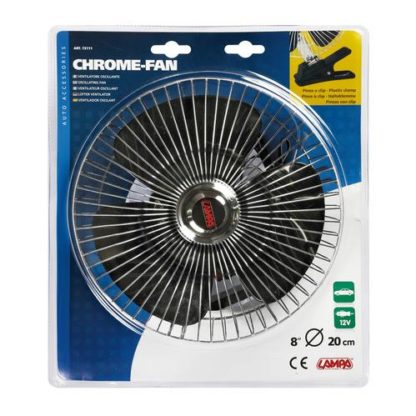 ΑΝΕΜΙΣΤΗΡΑΣ CHROME FAN 12V 16W (ΜΕ ΦΙΣ ΑΝΑΠΤΗΡΑ ΚΑΙ ΜΑΝΤΑΛΑΚΙ - Φ 20 cm)