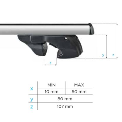 ΜΠΑΡΕΣ ΟΡΟΦΗΣ ΑΛΟΥΜΙΝΙΟΥ SHERMAN SILVER 120 cm ΣΕ ΑΣΗΜΙ ΧΡΩΜΑ ΓΙΑ ΟΡΟΦΗ ΜΕ RAISED RAILS MENABO - 2 ΤΕΜ.