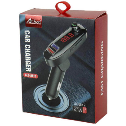 Fm Transmitter ALS-A812 Με Bluetooth, 2 USB Και Οθόνη LCD Μαύρο 1 Τεμάχιο