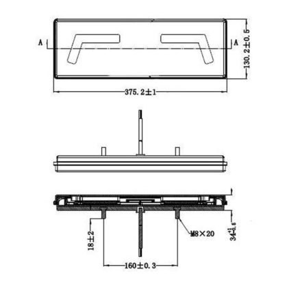 ΦΑΝΑΡΙ ΠΙΣΙΝΟ ΔΕΞΙ 12/24V 106LED 375x130mm ΜΕ ΚΑΛΩΔΙΟ AMiO - 1 ΤΕΜ.