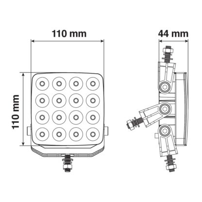 ΠΡΟΒΟΛΕΑΣ WL-26 16LED 48W 3300lm 10-30V 110x110x44 mm 3 ΘΕΣΕΩΝ ΜΕ ΦΩΣ ΔΙΑΘΛΑΣΗΣ -1ΤΕΜ.